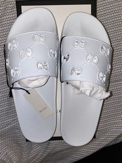 cheap gucci slides white|offbrand gucci slides.